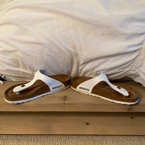 Authentic white Birkenstock thong sandals sz 38